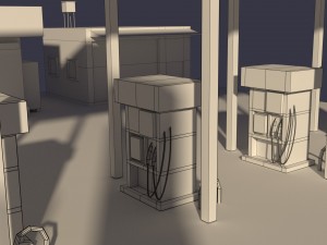 low poly cartoony gas station Model 3D