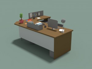 low poly cartoony office desk 3D 模型