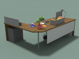 low poly cartoony office desk 3D 模型
