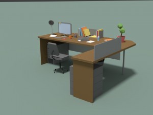 low poly cartoony office desk 3D 模型