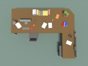 low poly cartoony office desk 3D 模型