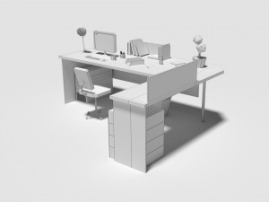 low poly cartoony office desk 3D 模型