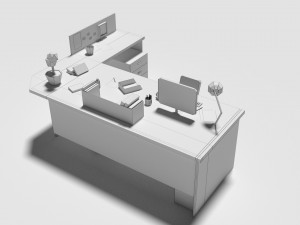 low poly cartoony office desk 3D 模型
