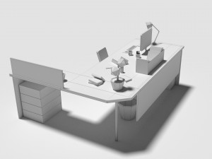 low poly cartoony office desk 3D 模型