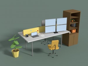 low poly cartoony office desk 2 3D Model