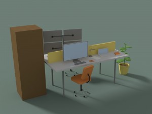 low poly cartoony office desk 2 3D Model