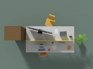 low poly cartoony office desk 2 3D Model