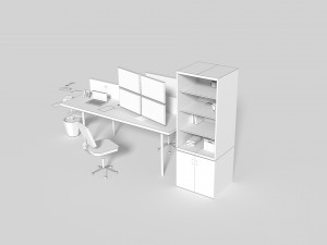 low poly cartoony office desk 2 3D Model