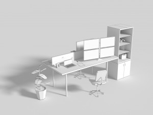 low poly cartoony office desk 2 3D Model