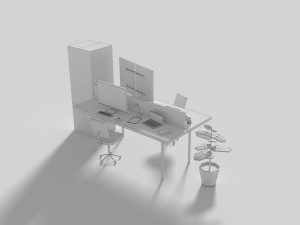 low poly cartoony office desk 2 3D Model