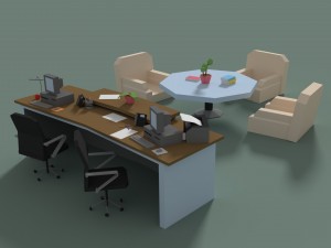 low poly cartoony office reception 3D Model