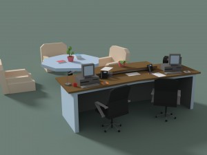 low poly cartoony office reception 3D Model