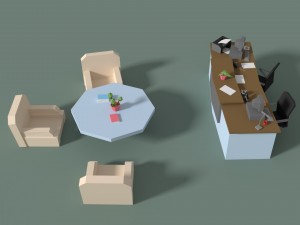 low poly cartoony office reception 3D Model