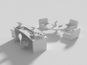 low poly cartoony office reception 3D Model