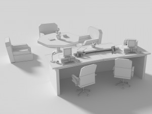 low poly cartoony office reception 3D Model