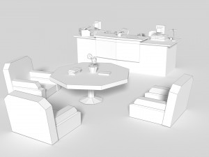 low poly cartoony office reception 3D Model