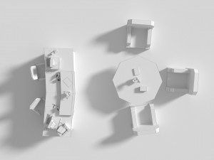 low poly cartoony office reception 3D Model