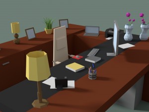 low poly managers room 3D Model