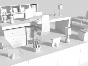 low poly managers room 3D Model