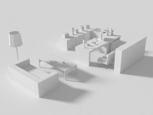 low poly managers room 3D Model