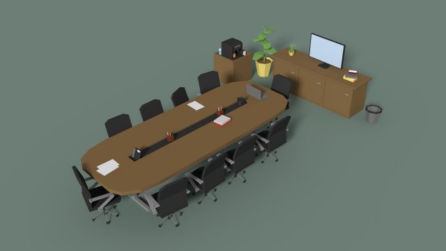 low poly meeting room 3D Model .c4d .max .obj .3ds .fbx .stl .blend 