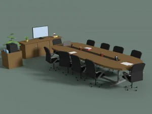 low poly meeting room 3D Model