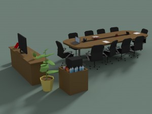 low poly meeting room 3D Model