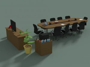low poly meeting room 3D Model