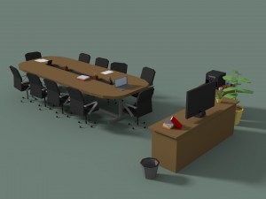 low poly meeting room 3D Model
