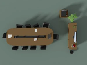 low poly meeting room 3D Model