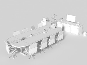 low poly meeting room 3D Model