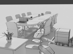 low poly meeting room 3D Model