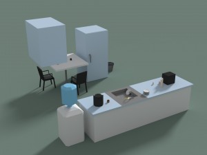 low poly office kitchen 3D 模型