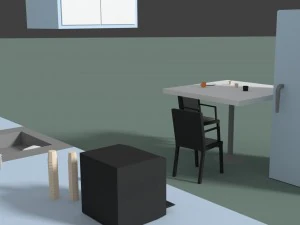 low poly office kitchen 3D Model