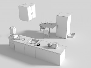 low poly office kitchen 3D 模型