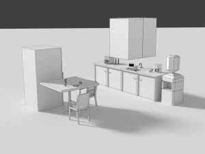 low poly office kitchen 3D Model