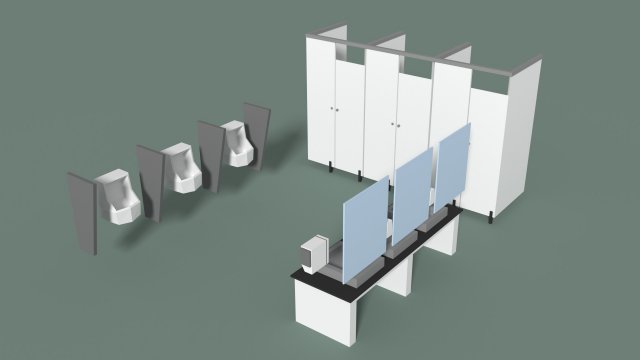 low poly office toilets 3D Model .c4d .max .obj .3ds .fbx .stl .blend 