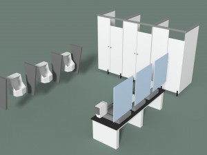 low poly office toilets 3D Model