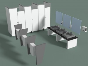 low poly office toilets 3D Model