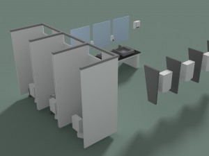 low poly office toilets 3D Model