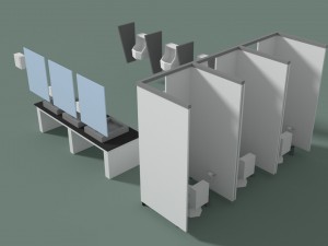 low poly office toilets 3D Model
