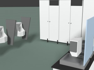 low poly office toilets 3D Model