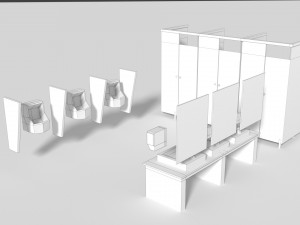 low poly office toilets 3D Model