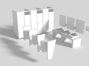 low poly office toilets 3D Model