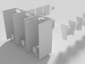 low poly office toilets 3D Model