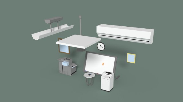 low poly office miscellaneous items 3D-Modell .c4d .max .obj .3ds .fbx .stl .blend 