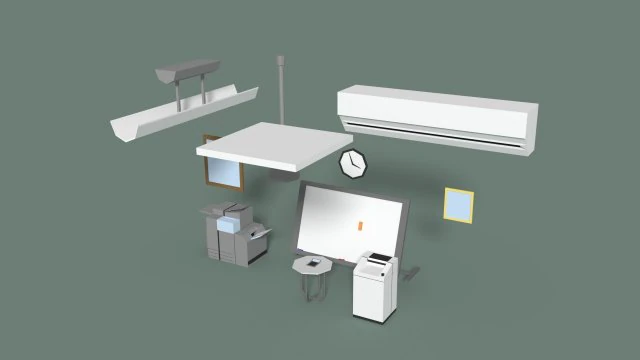 low poly office miscellaneous items 3D Model .c4d .max .obj .3ds .fbx .stl .blend