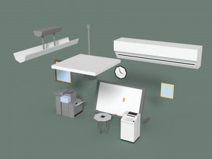 low poly office miscellaneous items Modelo 3D
