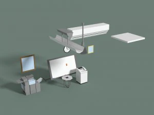 low poly office miscellaneous items 3D Model