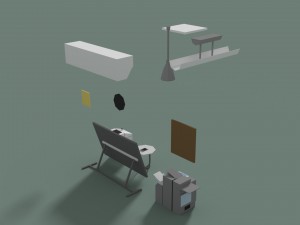 low poly office miscellaneous items 3D-Modell